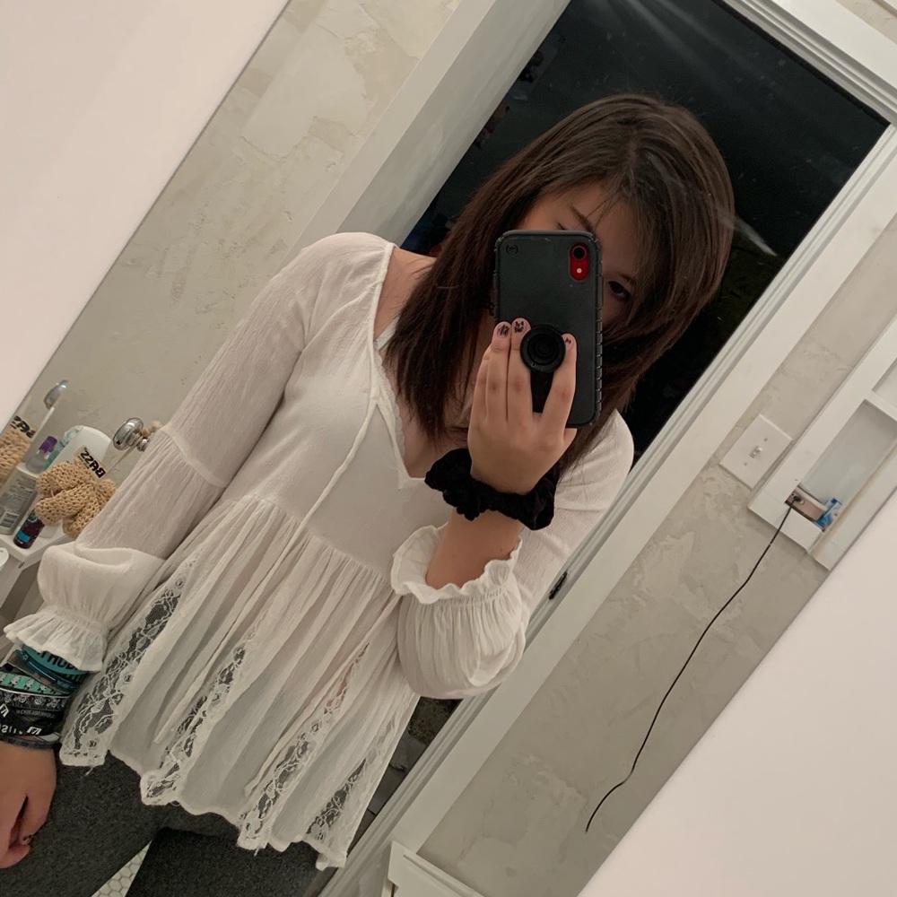 dainty american eagle white top cover up